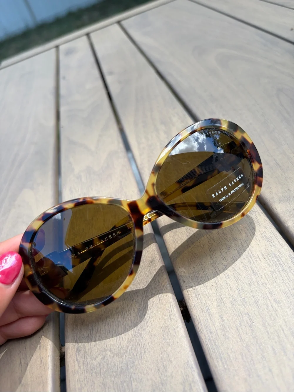 Ralph Lauren Tortoiseshell Round Sunglasses with Brown Lenses